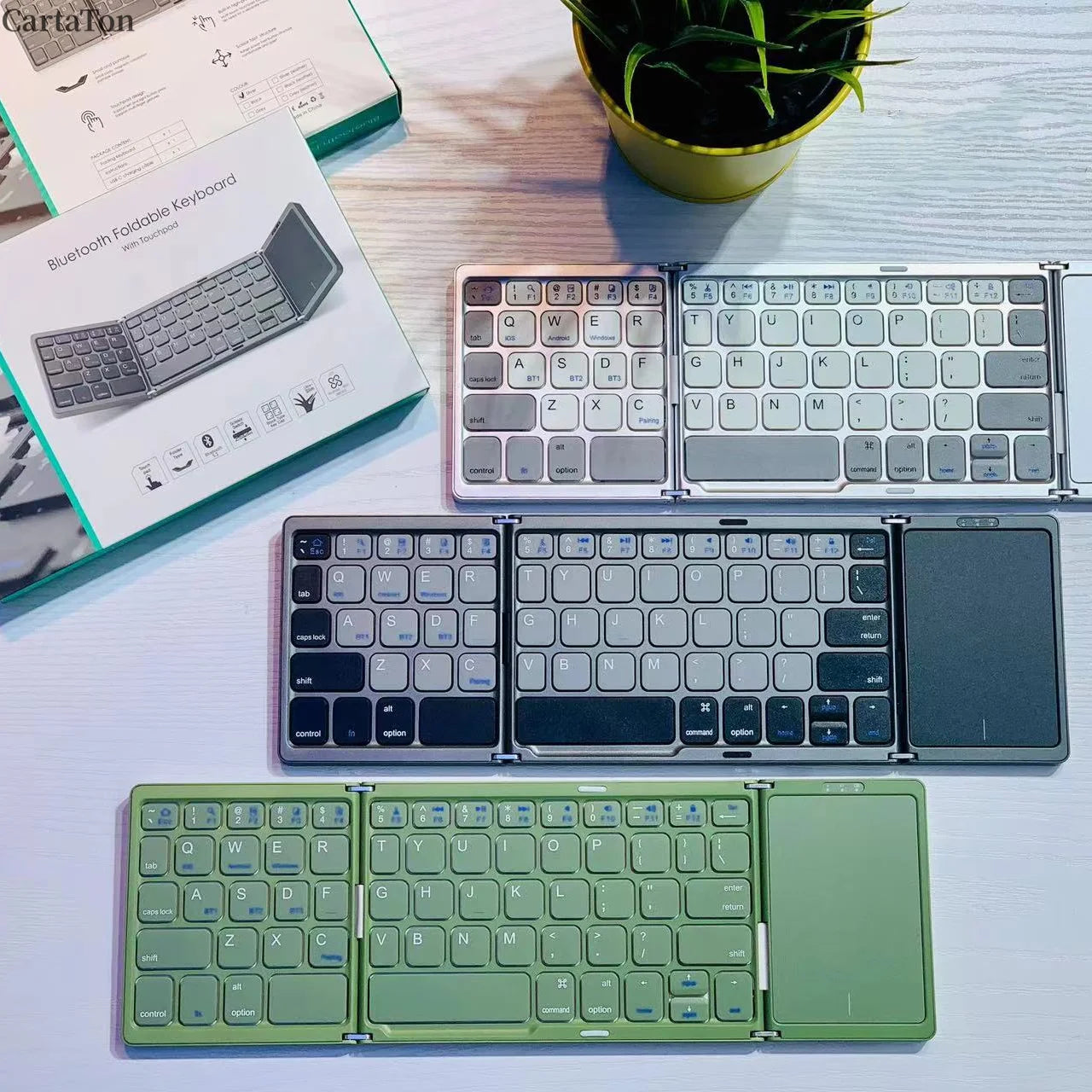 Portable Folding Wireless Keyboard Mini BT Keyboard Ultra Thin for Tablets and Phones