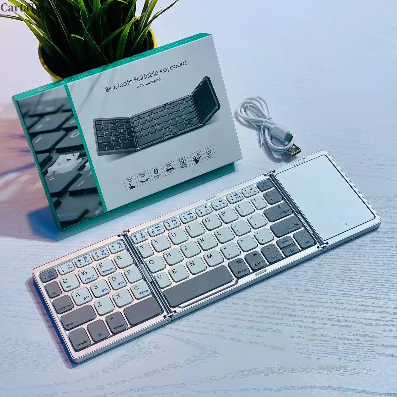 Portable Folding Wireless Keyboard Mini BT Keyboard Ultra Thin for Tablets and Phones